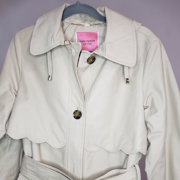 NWT Kate Spade Scalloped Edge Belted Trench Coat - Picture 5 of 16